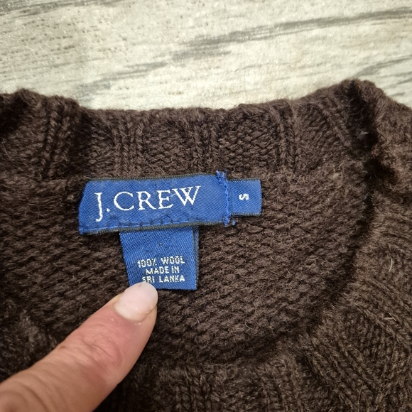 Vintage 90s J.Crew Blue Label 100% Wool Chunky Knit Sweater Brown Mens Small - Picture 2 of 5